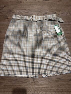 Simons Beige, Blue and Black Checked Mini Skirt